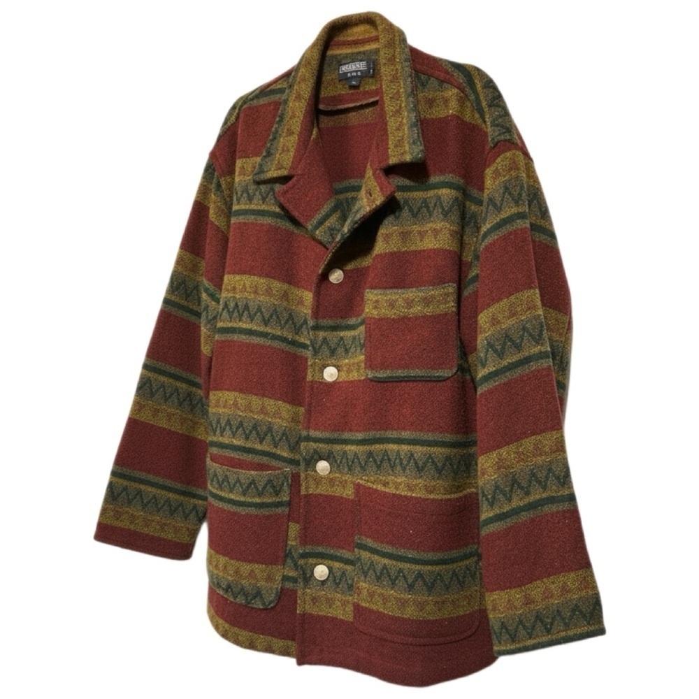 Rikkene Vintage Wool-Blend Aztec-Pattern Jacket Size L - Picture 4 of 7